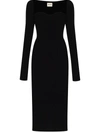 Khaite Beth Stretch Viscose Bustier Midi Dress In Black