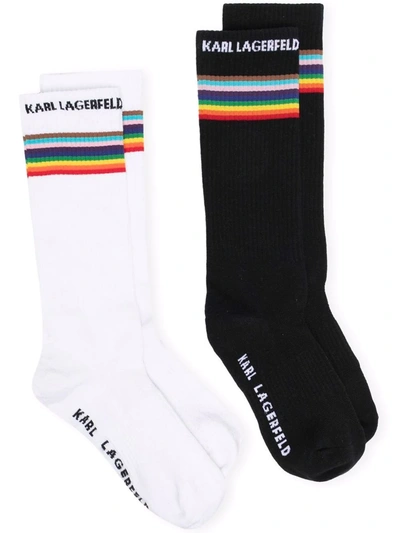 Karl Lagerfeld Pride Logo-embroidered Socks Set In Black
