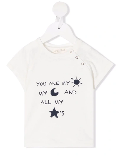 Opililai Babies' Slogan-print Short-sleeved T-shirt In White
