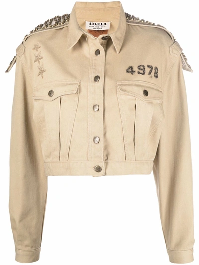 Pre-owned A.n.g.e.l.o. Vintage Cult 1980s Military-style Cropped Jacket In Neutrals