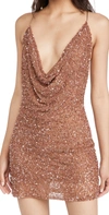 Retroféte Mich Sequined Cowl-neck Cocktail Dress In Bronze