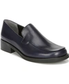 Franco Sarto Bocca Womens Leather Square Toe Smoking Loafers In Dark Blue Leather
