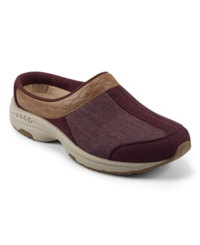 Easy Spirit Women's Travelcoast Round Toe Casual Clogs Women's Shoes In Dark Red