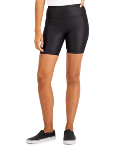 Inc International Concepts Shiny Compression Bike Shorts, Created For Macy's In Deep Black