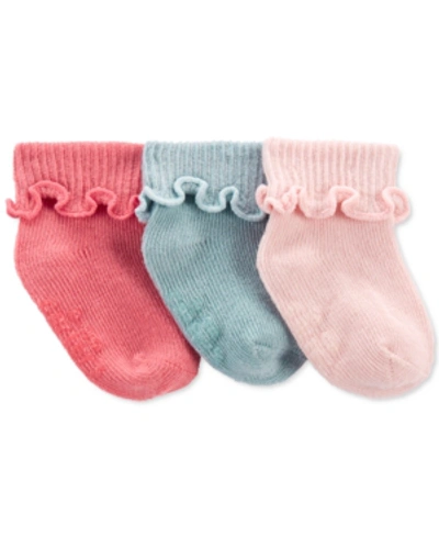 Carter's Baby Girls 3-pack Foldover Booties In Multi