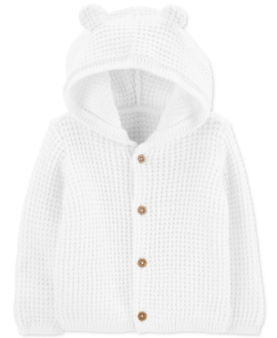 Carter's Baby Boys Or Girls Hooded Cotton Cardigan Sweater In White