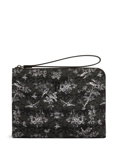 Giuseppe Zanotti Fabian Botanical-print Clutch Bag In Schwarz