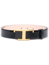 Tod's Timeless T Reversible Leather Belt In Schwarz