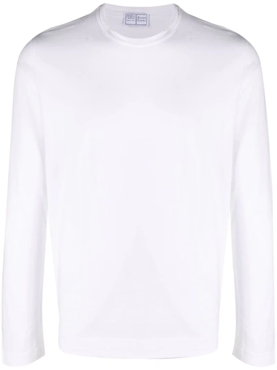 Fedeli Longsleeved Crewneck Cotton T-shirt In White