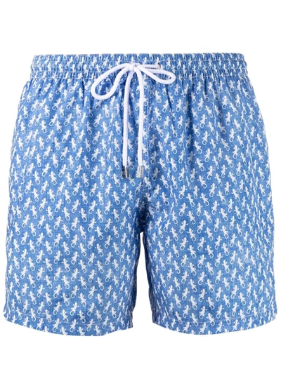 Barba Abstract-print Swim Shorts In Blue
