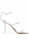 Amina Muaddi Gilda Open-toe Sandals In Silber