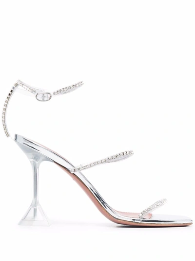 Amina Muaddi Gilda Open-toe Sandals In Silber