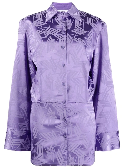 Attico Geometric-print Shirtdress In Purple