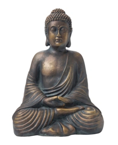Glitzhome Meditating Buddha Statue In Brown