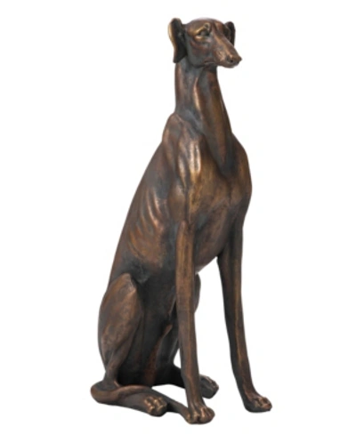 Glitzhome Sitting Grayhound Dog Statue In Brown