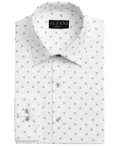 Alfani Men's Slim Fit 2-way Stretch Performance Dress Shirt, Created For Macy's In White Black