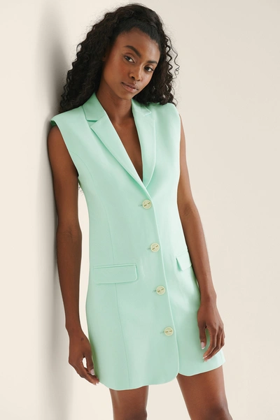 Na-kd Classic Tailored Waistcoat Dress - Turquoise