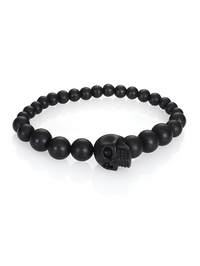 Alexander Mcqueen Skull Beaded Bracelet In Black
