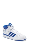 Adidas Originals Forum Mid Sneaker In White/ Team Royal Blue