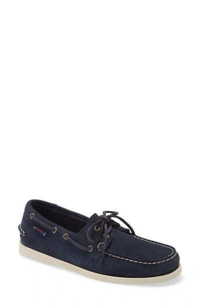 Sebago Portland Flesh Out Boat Shoe In Blue Navy