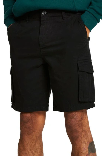 River Island Garment Washed Cargo Shorts In Black
