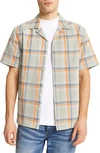 RIVER ISLAND REVERE TEXTURED CHECK SHORT SLEEVE BUTTON-UP CAMP SHIRT,393687