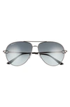 Ferragamo Timeless Collection Brow Bar Aviator Sunglasses, 61mm In Dark Ruthenium/blue