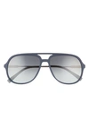 Ferragamo Lifestyle 60mm Aviator Sunglasses In Blue / Blue Gradient