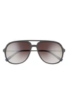 Ferragamo Lifestyle 60mm Aviator Sunglasses In Matte Black / Grey Gradient