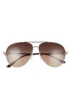 Ferragamo 61mm Timeless Aviator Sunglasses In Shiny Gold / Brown Gradient