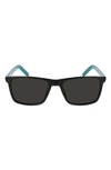 Converse Kids' Chuck 52mm Rectangular Sunglasses In Black / Solid Smoke Lens