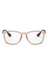 Ray Ban Unisex 52mm Square Optical Glasses In Transparent Brown