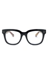 Aimee Kestenberg Houston 52mm Square Blue Light Blocking Glasses In Black With Leopard/ Clear