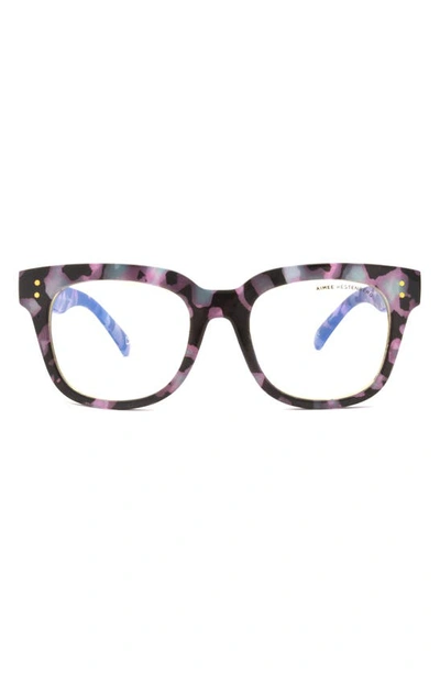 Aimee Kestenberg Houston 52mm Square Blue Light Blocking Glasses In Opal Tortoise/ Clear