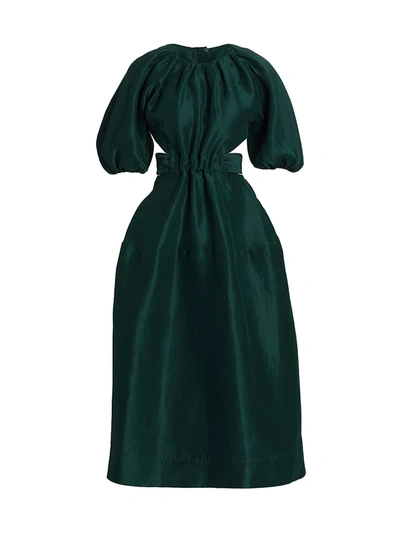 Aje Women's Mimosa Cutout Linen-blend Midi Dress In Emerald
