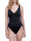 GOTTEX WOMEN'S V-NECK RUCHED ONE-PIECE SWIMSUIT,400013522211