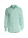 KITON MEN'S SOLID LINEN SHIRT,0400014194508