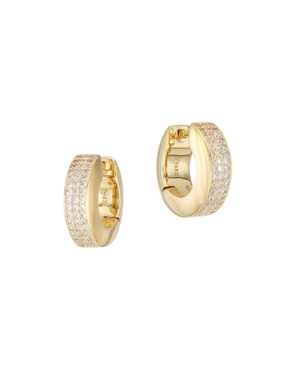 Adriana Orsini Women's Muse Sterling Silver & Pavé Wide Beveled Huggie Hoops In Gold
