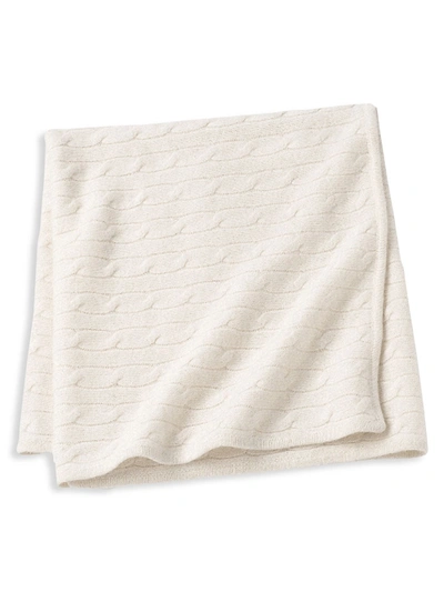 Sofia Cashmere Cable Knit Cashmere Blanket In Ivory