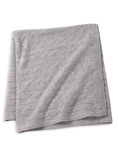 Sofia Cashmere Cable Knit Cashmere Blanket In Grey