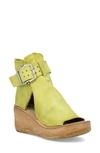 As98 Naya Wedge Sandal In Yellow Leather