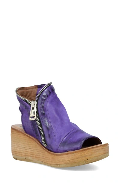 As98 Naylor Platform Wedge Sandal In Purple Leather