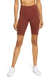 Nike Brown Sportswear Essential Bike Shorts In Dark Pony/ White