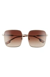 Burberry 58mm Square Sunglasses In Light Gold/ Brown Gradient