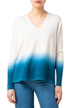 AKRIS PUNTO DIP DYE V-NECK SWEATER,2102554402126007