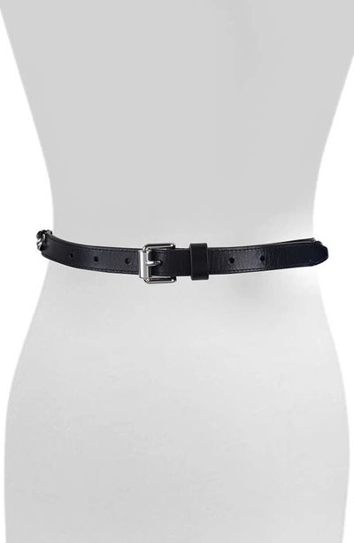 Rebecca Minkoff Chain Trim Leather Belt In Black