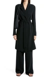 The Row Harri Belted Crepe Coat In Black