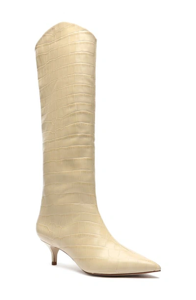 Schutz Maryana Lo Crocodile-embossed Leather Boot In Almond Buff