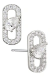 Nadri Lucca Small Link Stud Earrings In Rhodium