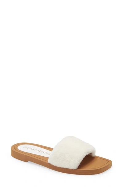 Stuart Weitzman Cammy Slide Sandal Natural Shearling